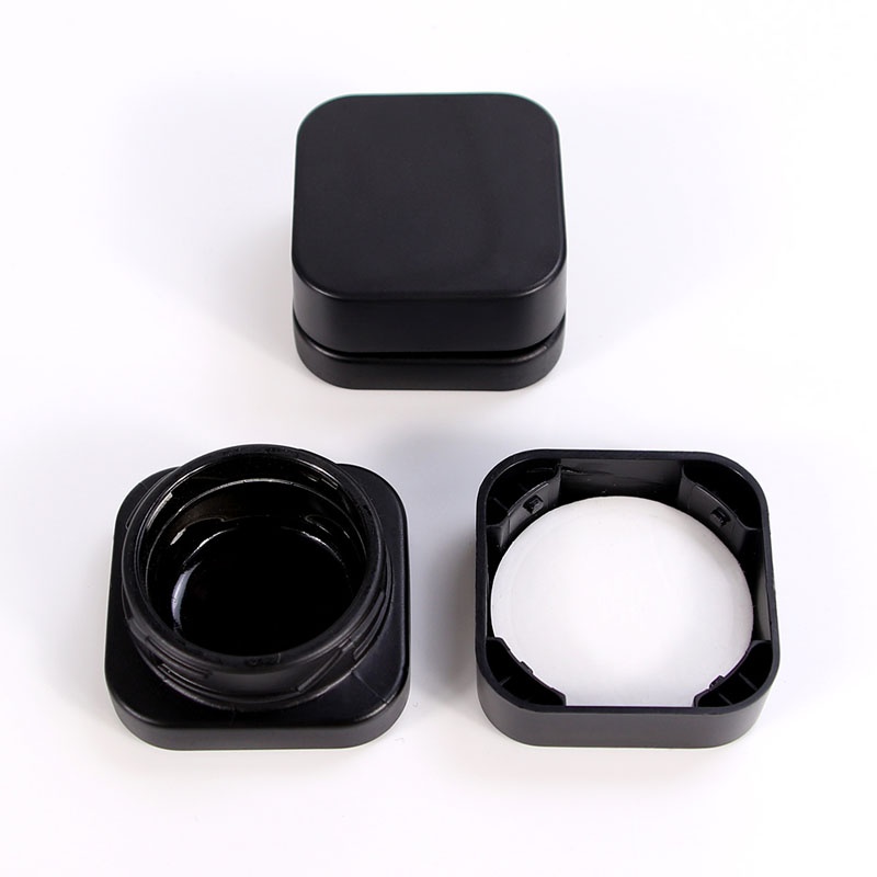 7ml Round Glass Concentrate Jar w/ Child Resistant Lids - Black Lid (320 Qty)